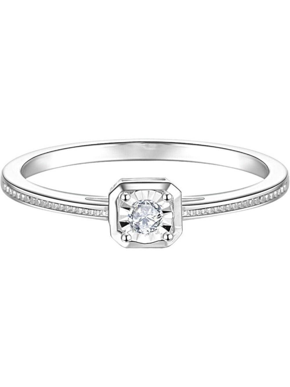Stunning Lab Grown Diamond Engagement Ring in Sterling Silver | E-F Color